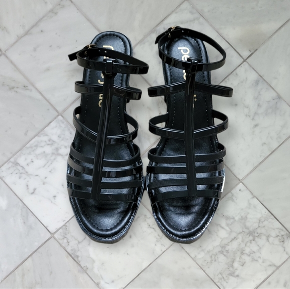 Petite Jolie Strappy Jelly Sandals Block Heel Shoes Black 9 NEW NWOT - Picture 2 of 7